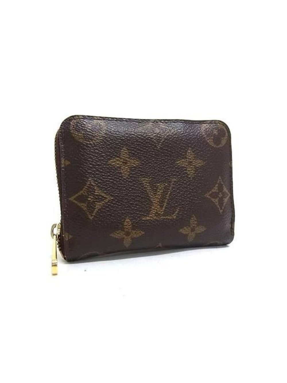 Louis Vuitton Monogram Zippy Coin Purse Brown Leather Gold